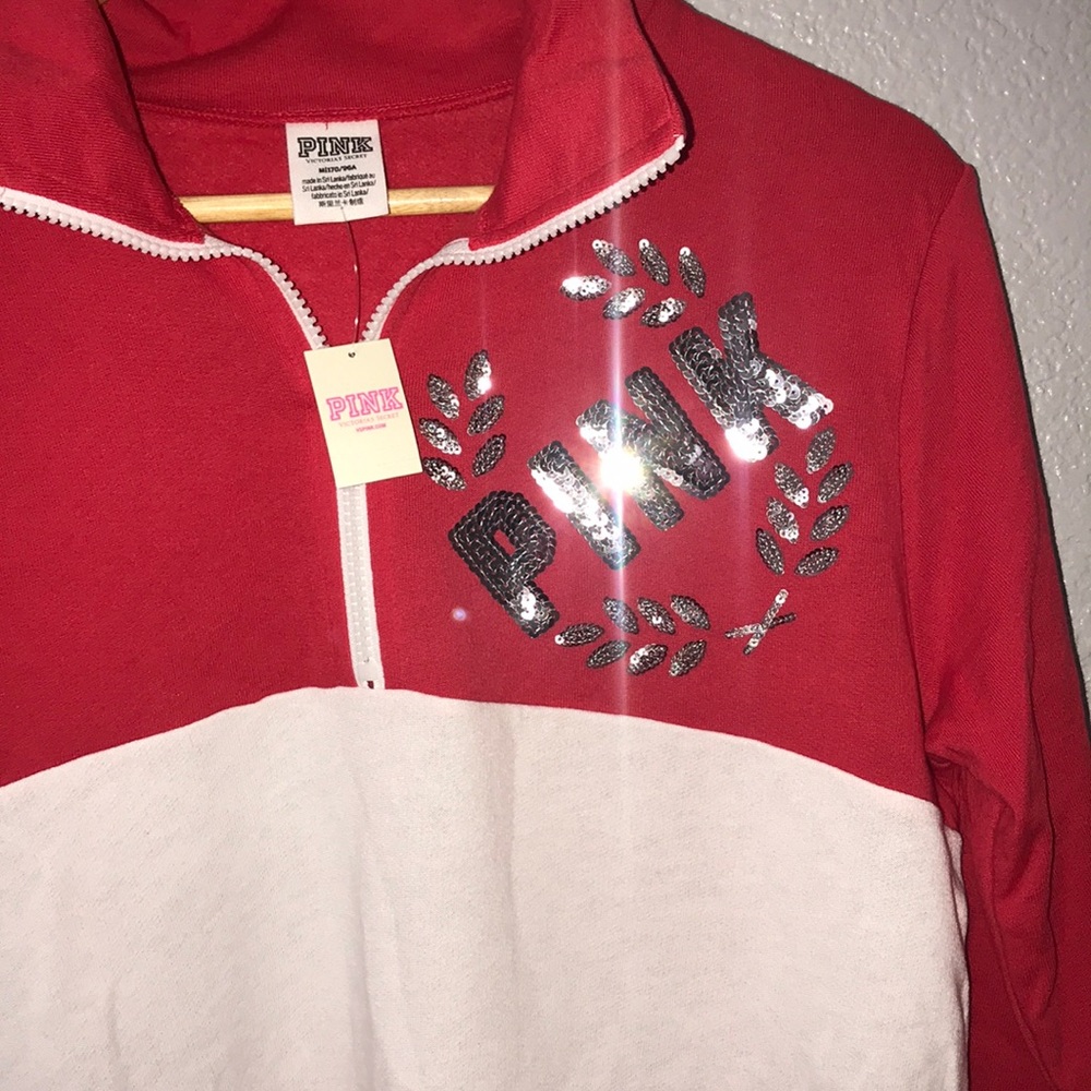 NWT Victoria’s Secret half zip sweater BLING logo - Picture 2 of 3